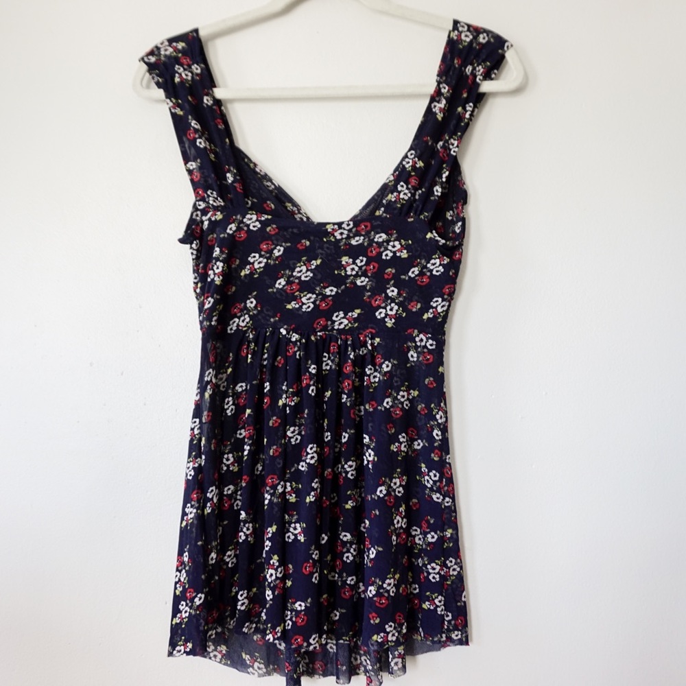 Navy blue floral top